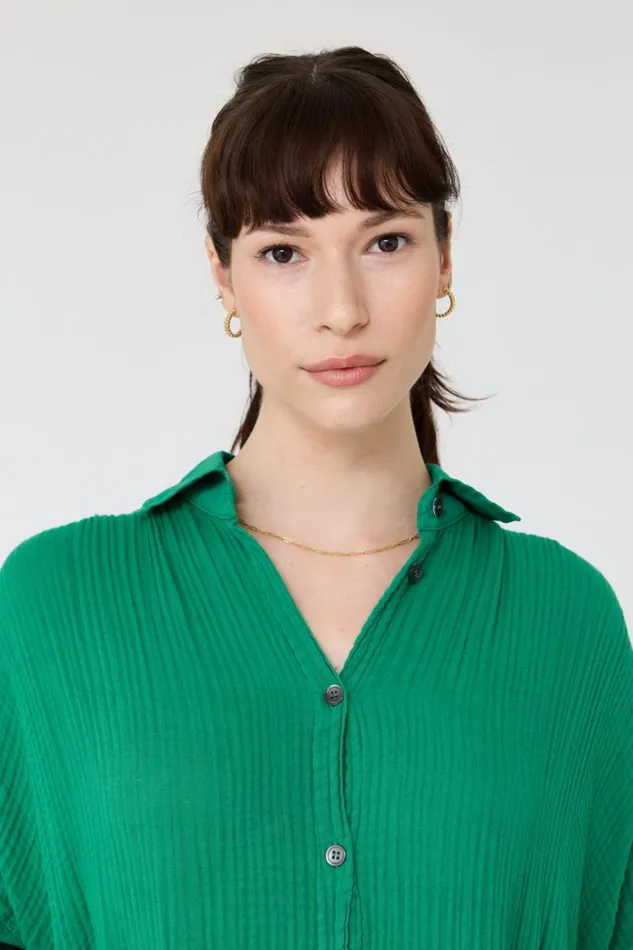 Raquel Allegra Dresses Women Gauze Jade Caftan Dress