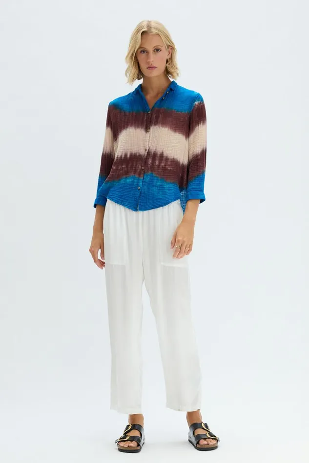Raquel Allegra Dresses Women Lapis Multi Dual Gauze Lauren Blouse