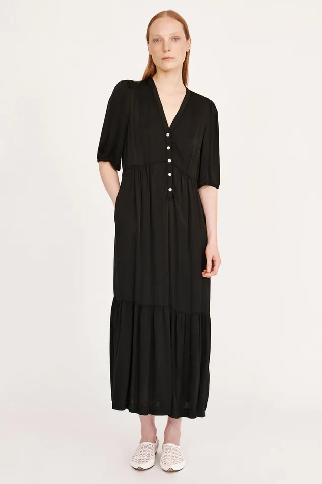 Raquel Allegra Dresses Women Pebble Satin Black Perfect Dress