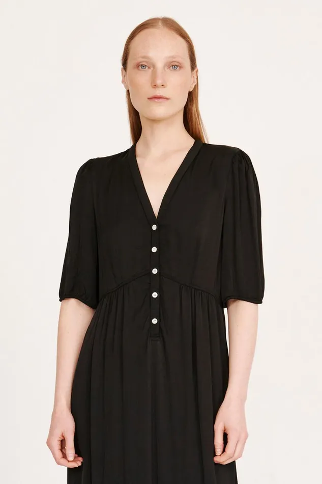 Raquel Allegra Dresses Women Pebble Satin Black Perfect Dress