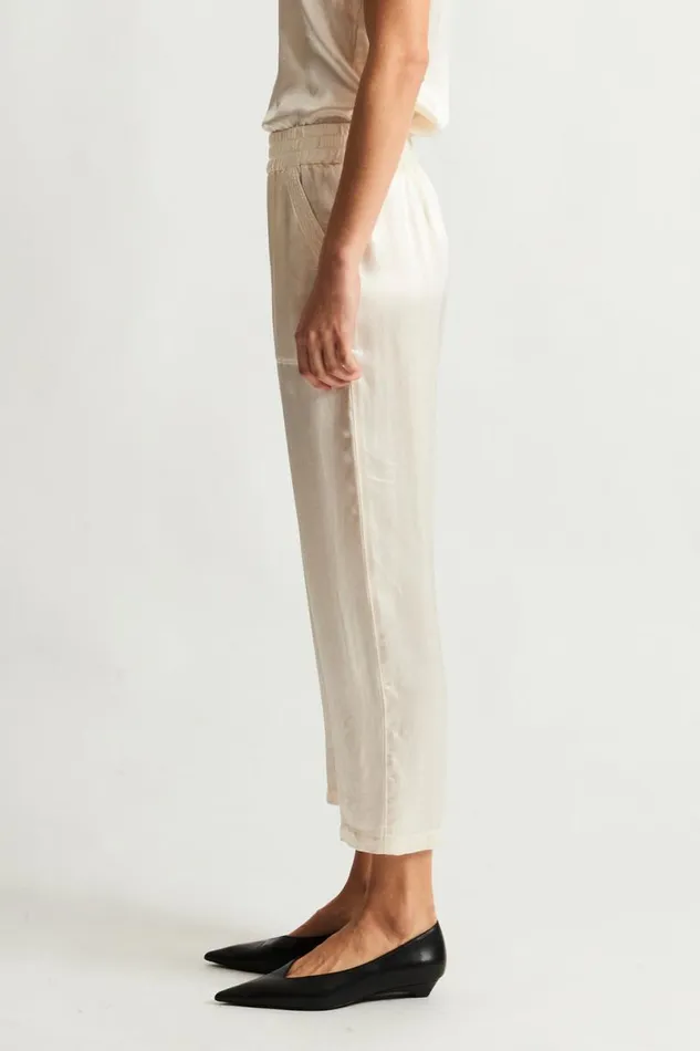 Raquel Allegra Dresses Women Pebble Satin Ivory Trapunto Pant