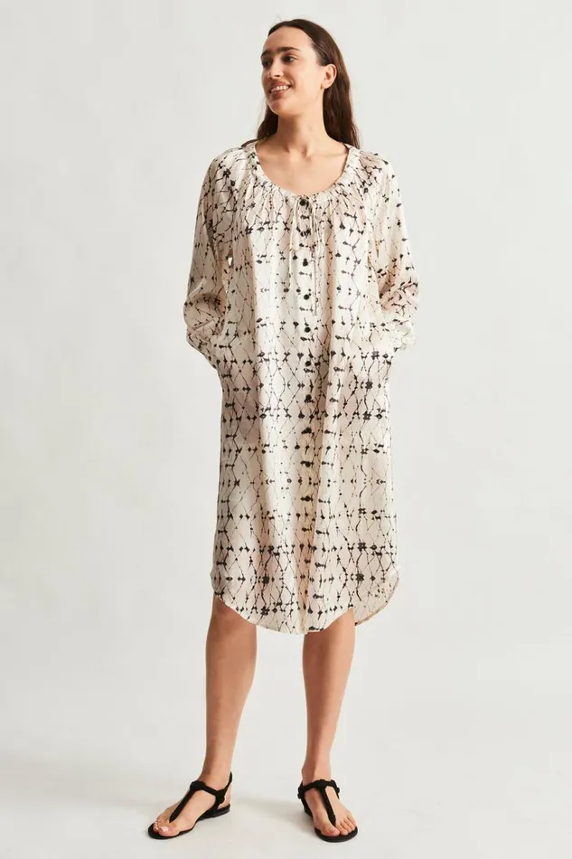 Raquel Allegra Dresses Women Silk Charmeuse Diamond Cream Masai Midi Dress