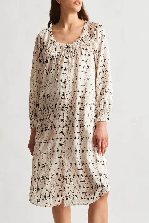 Raquel Allegra Dresses Women Silk Charmeuse Diamond Cream Masai Midi Dress