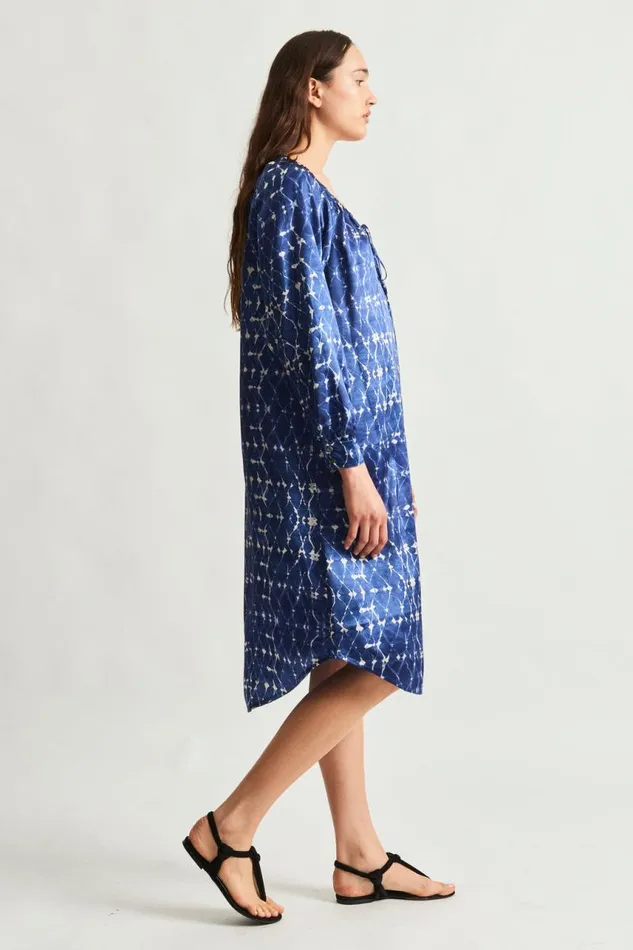 Raquel Allegra Dresses Women Silk Charmeuse Diamond New Blue Masai Midi Dress