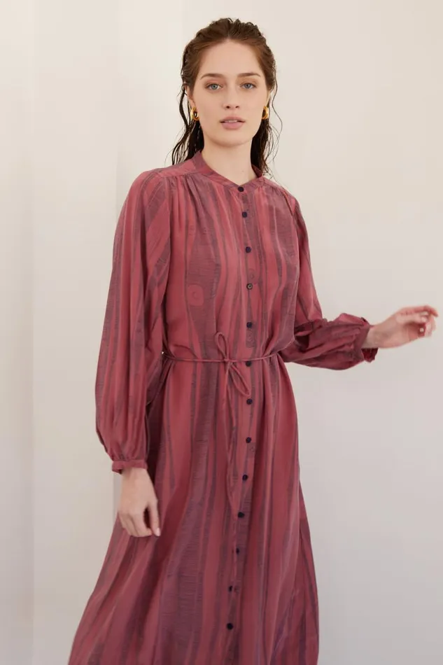 Raquel Allegra Dresses Women Silk Jasper And Denim Blue Print Vanessa Dress