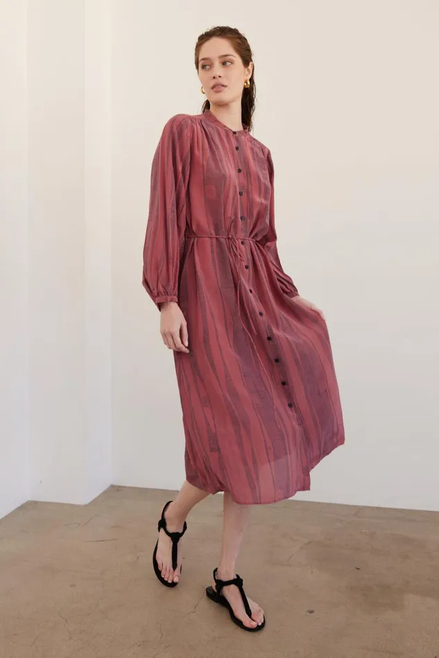Raquel Allegra Dresses Women Silk Jasper And Denim Blue Print Vanessa Dress