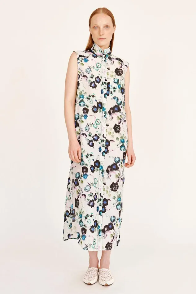 Raquel Allegra Dresses Women Silk Voile White Floral Highland Dress