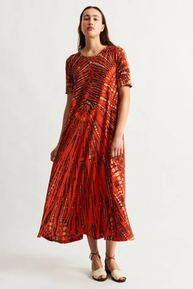 Raquel Allegra Dresses Women Tomato And Navy Bantu Maxi Dress