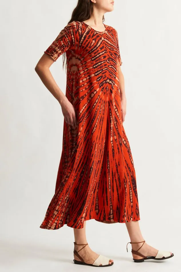 Raquel Allegra Dresses Women Tomato And Navy Bantu Maxi Dress