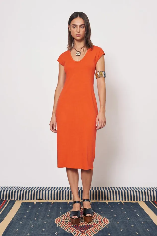 Raquel Allegra Dresses Women Tomato Zanzibar Midi Dress
