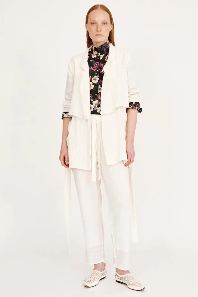 Raquel Allegra Jackets Women Gauze Washed White La Brea Trench Jacket