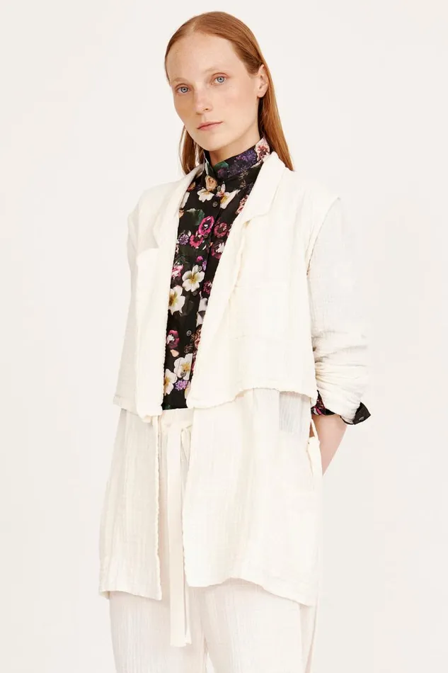 Raquel Allegra Jackets Women Gauze Washed White La Brea Trench Jacket