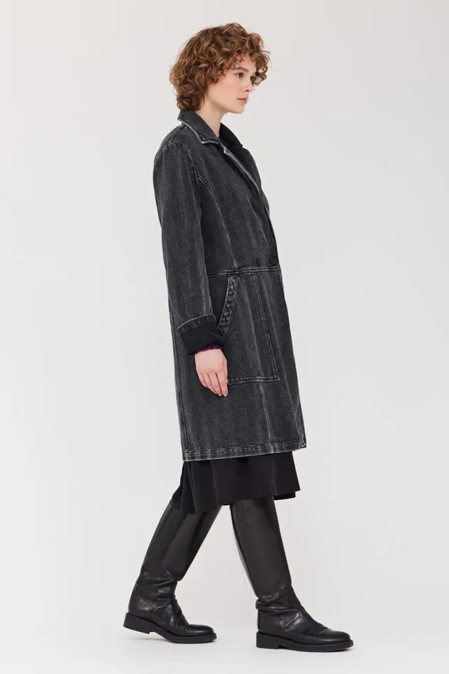 Raquel Allegra Jackets Women Twill Black Orchid Coat