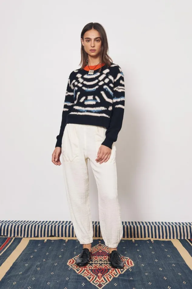 Raquel Allegra Sweaters and Knits Women Black Chalk Zuri Pullover