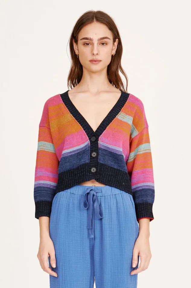 Raquel Allegra Sweaters and Knits Women Cotton Cashmere Blues Gower Cardigan