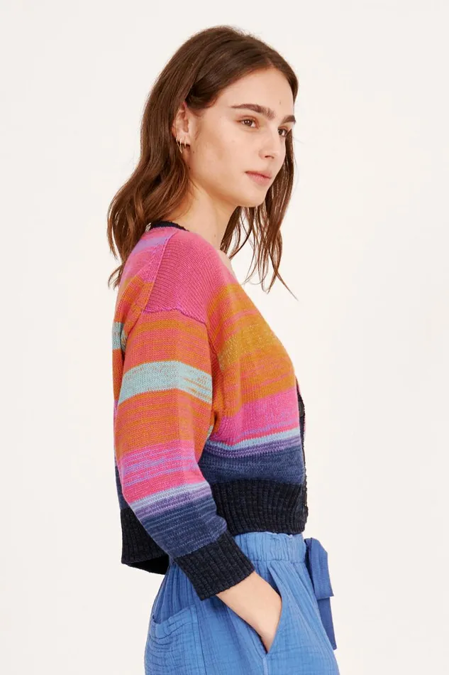 Raquel Allegra Sweaters and Knits Women Cotton Cashmere Blues Gower Cardigan