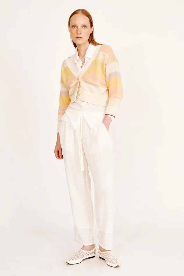 Raquel Allegra Sweaters and Knits Women Cotton Cashmere Yellows Gower Cardigan