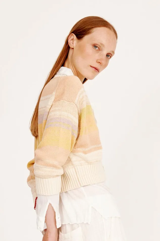Raquel Allegra Sweaters and Knits Women Cotton Cashmere Yellows Gower Cardigan