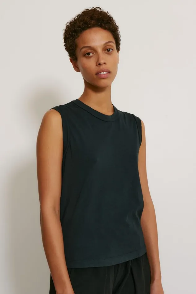 Raquel Allegra TShirts Women Black Classic Jersey Kate Tank