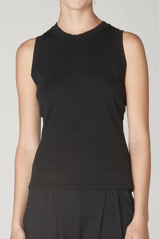 Raquel Allegra TShirts Women Black Leigh Tank