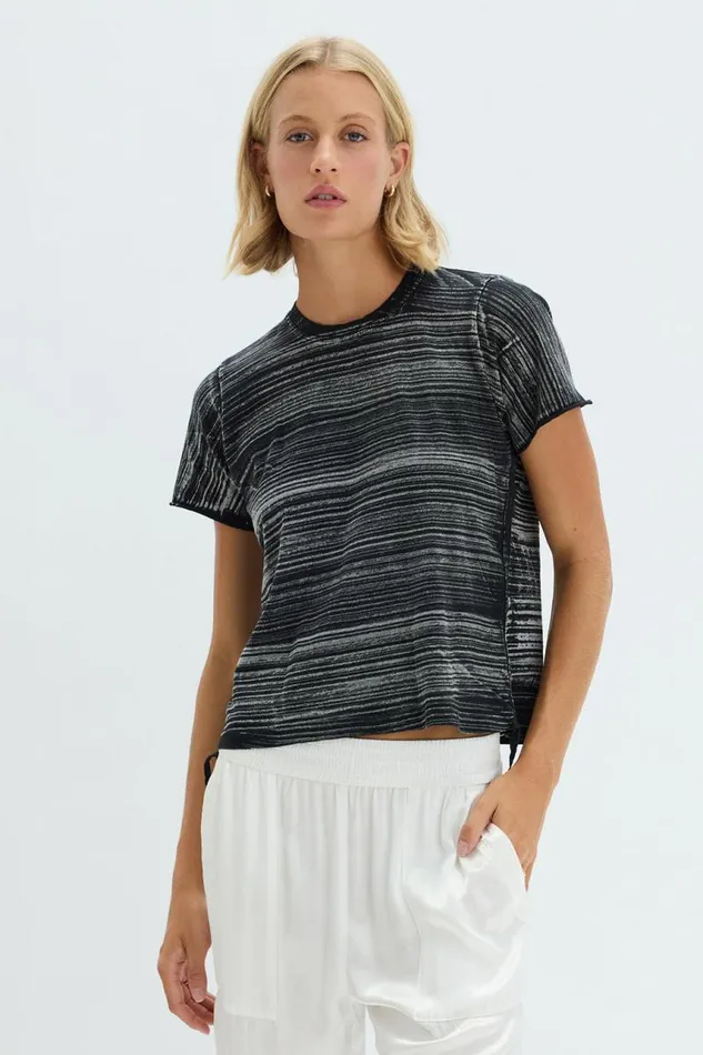 Raquel Allegra TShirts Women Brush Black Liana Tee