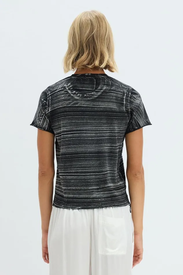 Raquel Allegra TShirts Women Brush Black Liana Tee