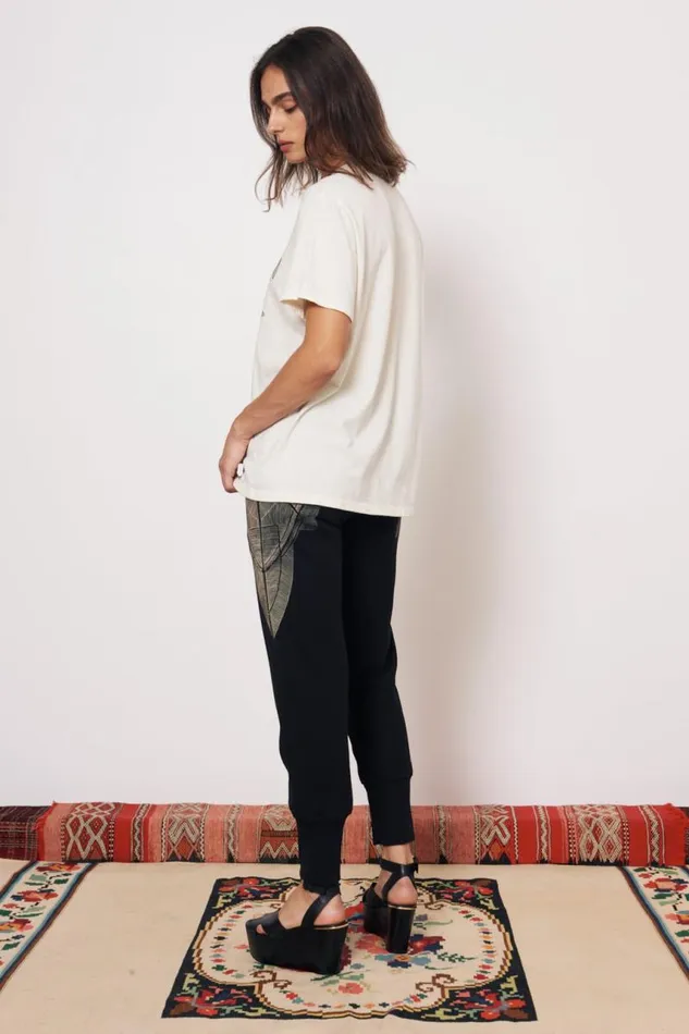 Raquel Allegra TShirts Women Dirty White Betty Tee With Evil Eye