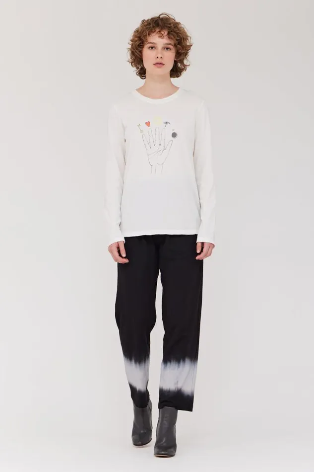 Raquel Allegra TShirts Women Dirty White Cosmic Hand Tilda Tee