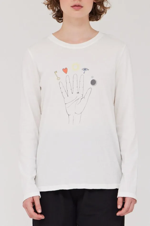 Raquel Allegra TShirts Women Dirty White Cosmic Hand Tilda Tee