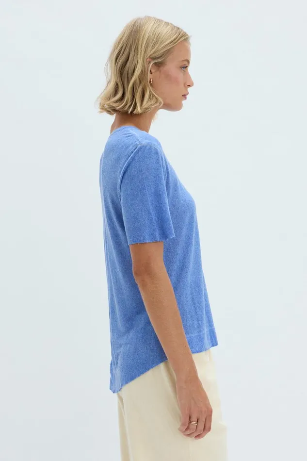 Raquel Allegra TShirts Women Dusty Blue Boxy Tee Raquel Allegra TShirts Women Dusty Blue Boxy Tee
