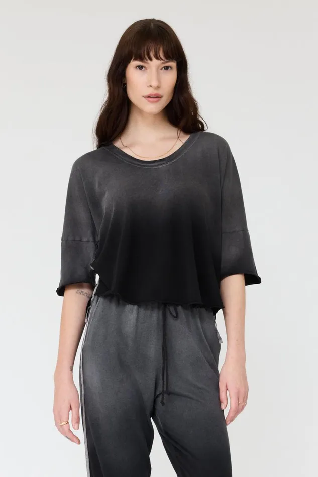 Raquel Allegra TShirts Women Faded Black Venice Tee