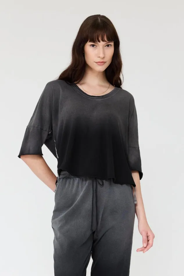 Raquel Allegra TShirts Women Faded Black Venice Tee