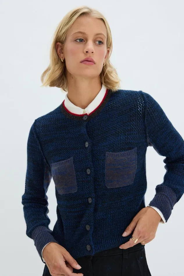 Raquel Allegra TShirts Women Indigo Cashmere Lina Cardigan