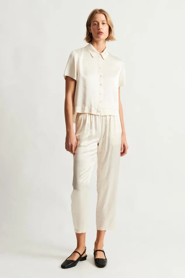 Raquel Allegra TShirts Women Ivory Calista Blouse