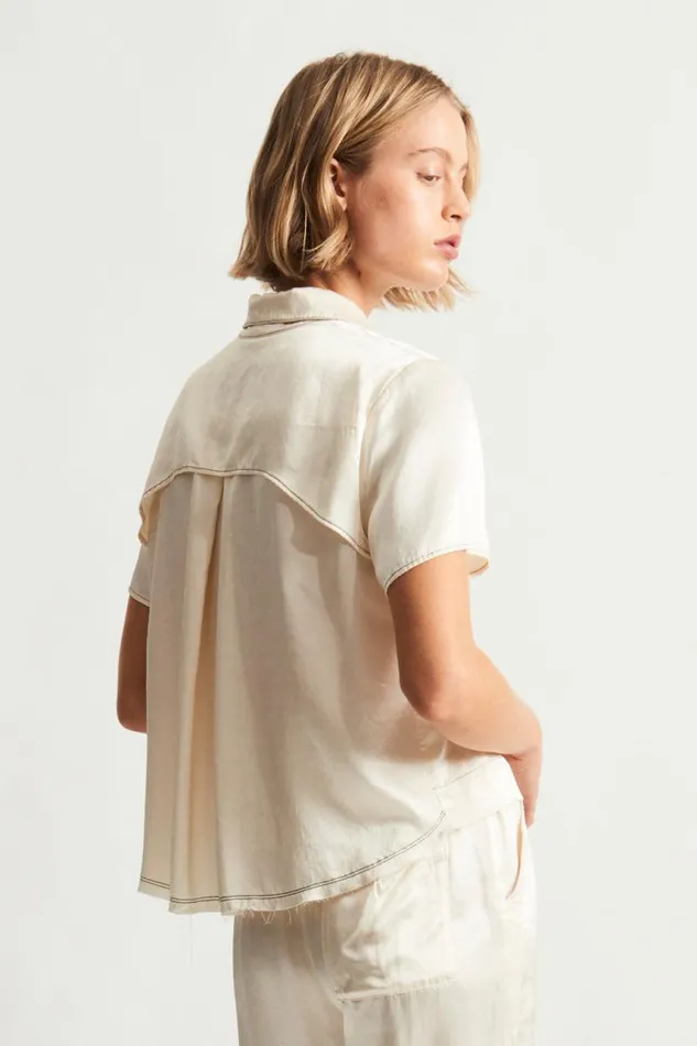 Raquel Allegra TShirts Women Ivory Calista Blouse
