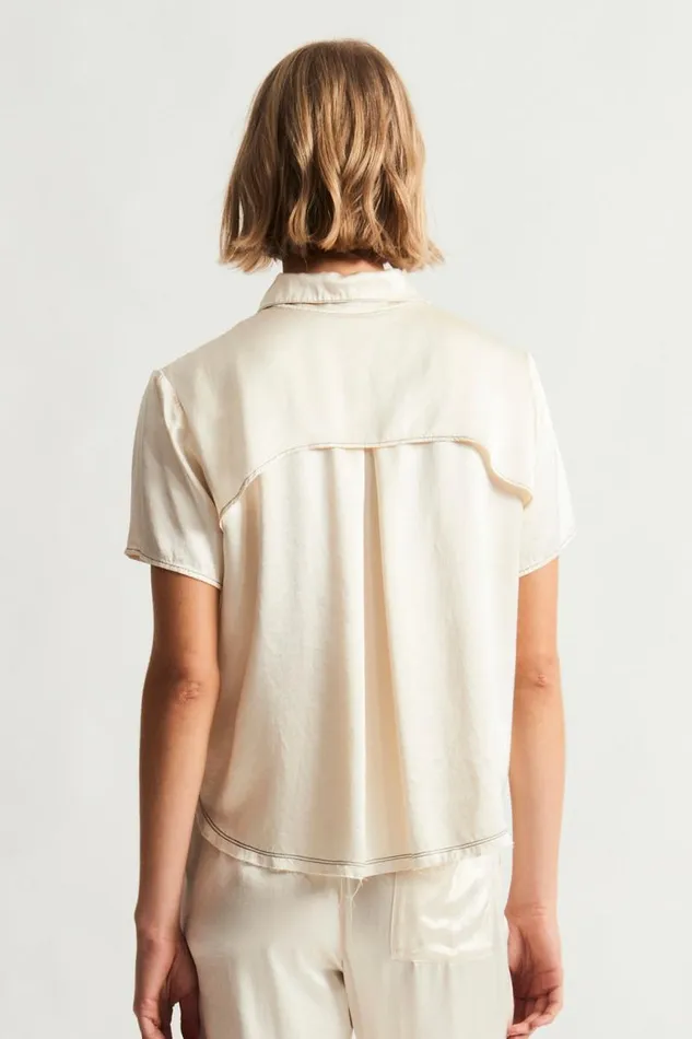 Raquel Allegra TShirts Women Ivory Calista Blouse