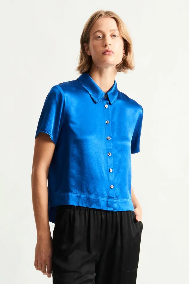 Raquel Allegra TShirts Women Lapis Calista Blouse