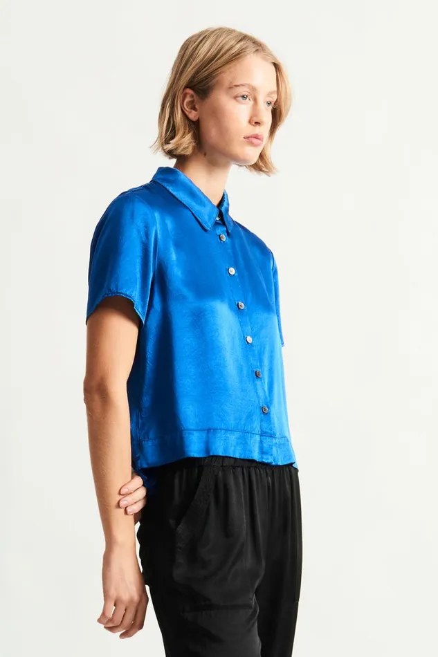 Raquel Allegra TShirts Women Lapis Calista Blouse