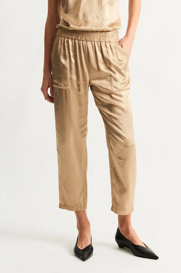 Raquel Allegra TShirts Women Pebble Satin Sand Trapunto Pant