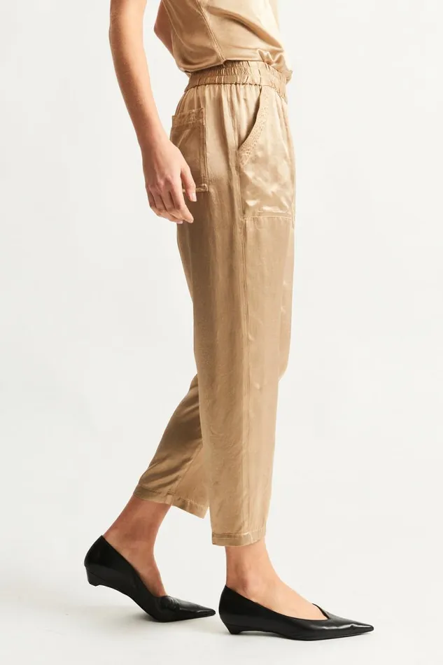 Raquel Allegra TShirts Women Pebble Satin Sand Trapunto Pant