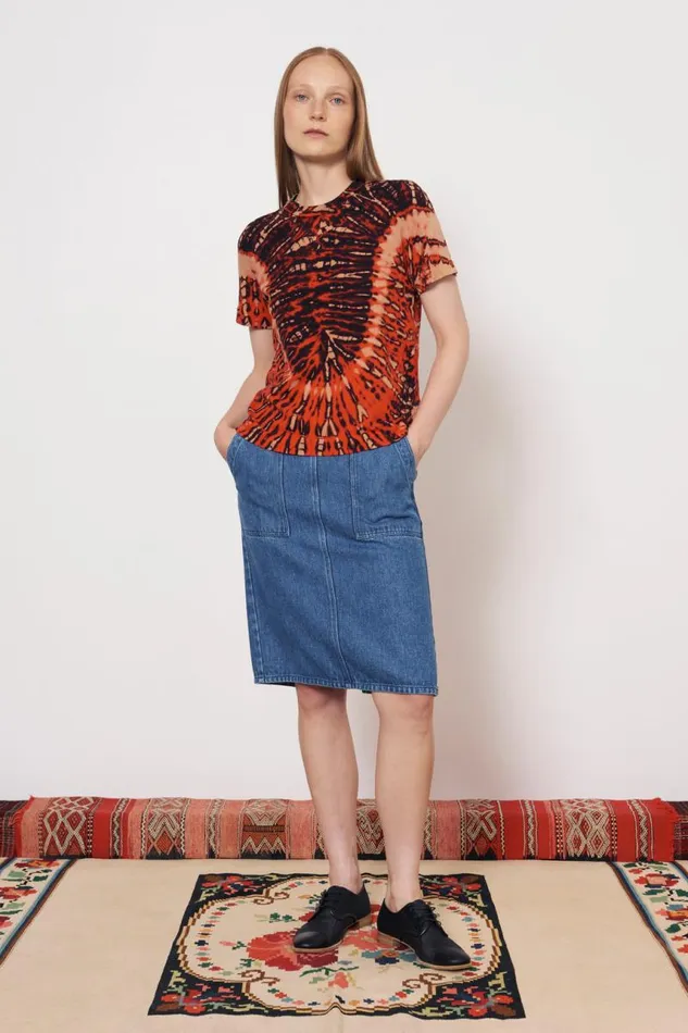 Raquel Allegra TShirts Women Tomato And Navy Boy Tee