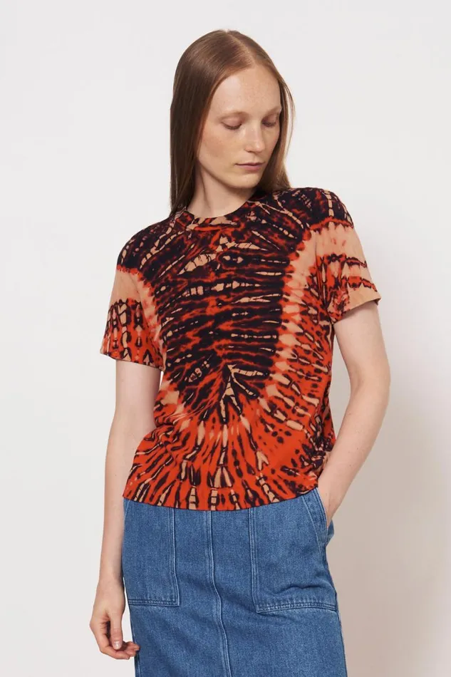 Raquel Allegra TShirts Women Tomato And Navy Boy Tee Raquel Allegra TShirts Women Tomato And Navy Boy Tee