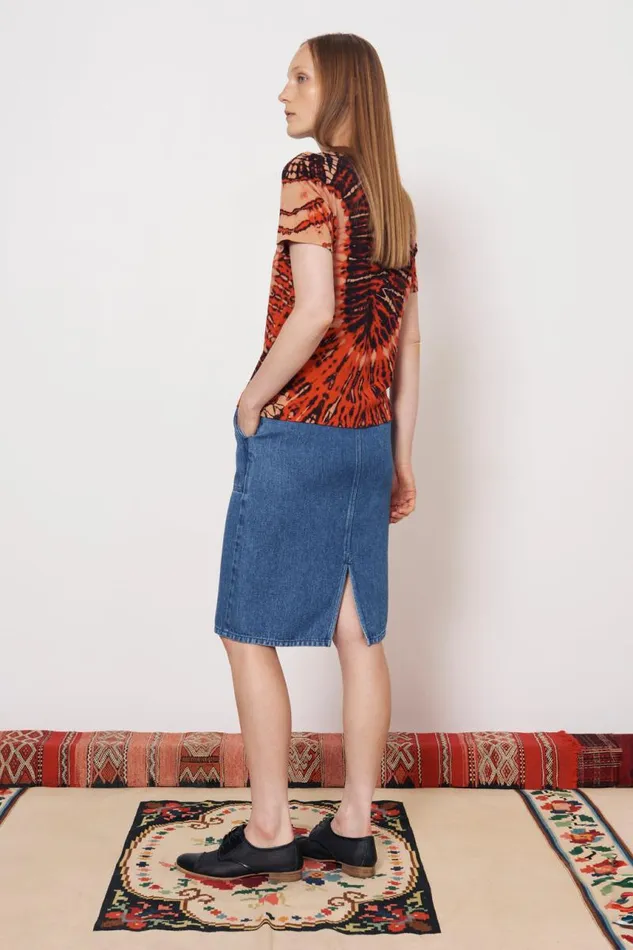 Raquel Allegra TShirts Women Tomato And Navy Boy Tee Raquel Allegra TShirts Women Tomato And Navy Boy Tee