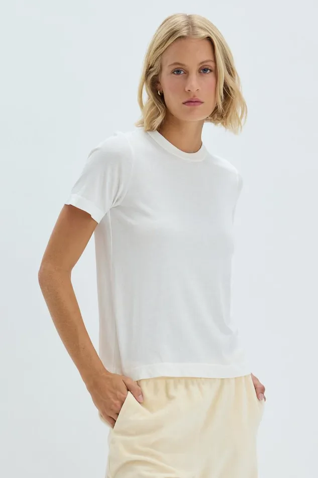 Raquel Allegra TShirts Women Washed White Boy Tee