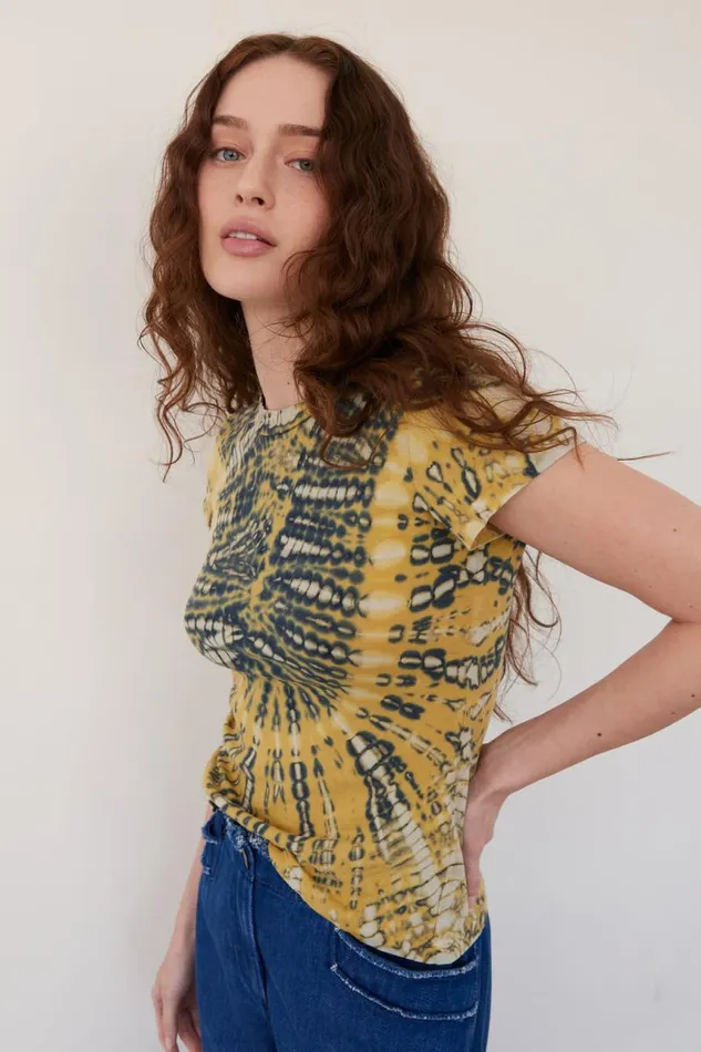 Raquel Allegra TShirts Women Yellow And Navy Liv Tee