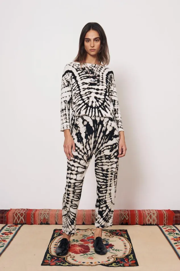 Raquel Allegra Tops Women Black And Dirty White Toureg Top