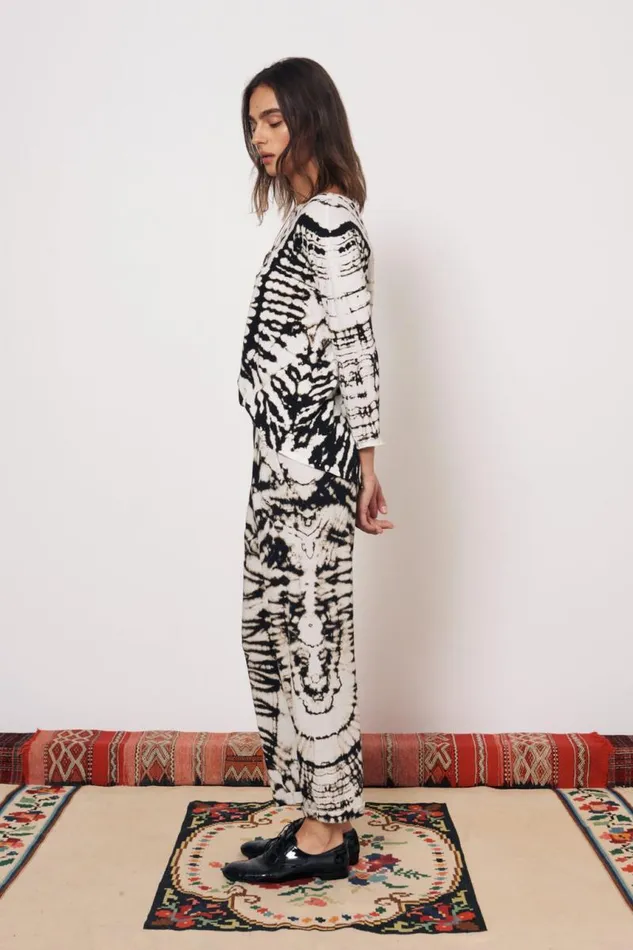 Raquel Allegra Tops Women Black And Dirty White Toureg Top