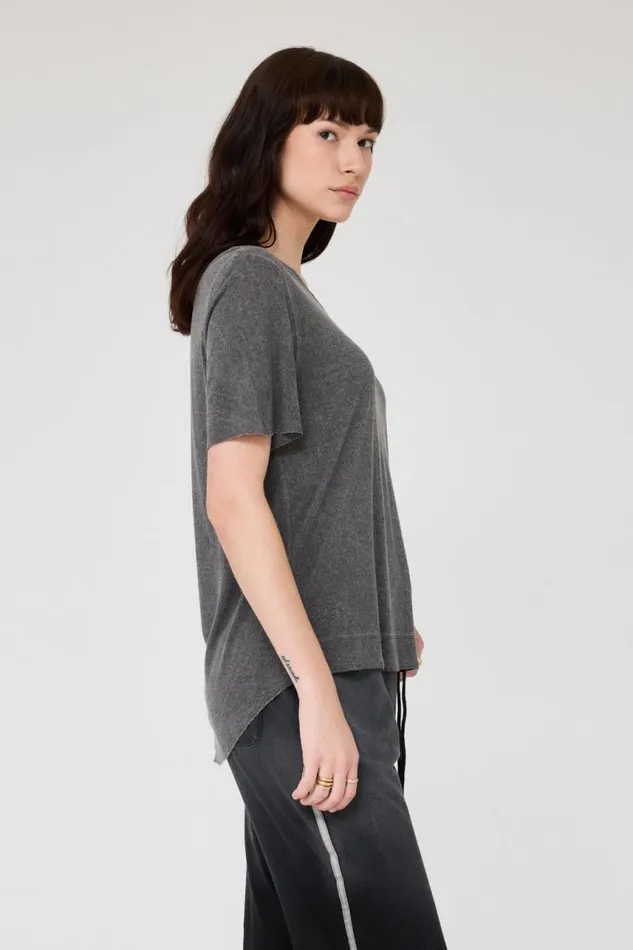 Raquel Allegra Tops Women Charcoal Boxy Tee