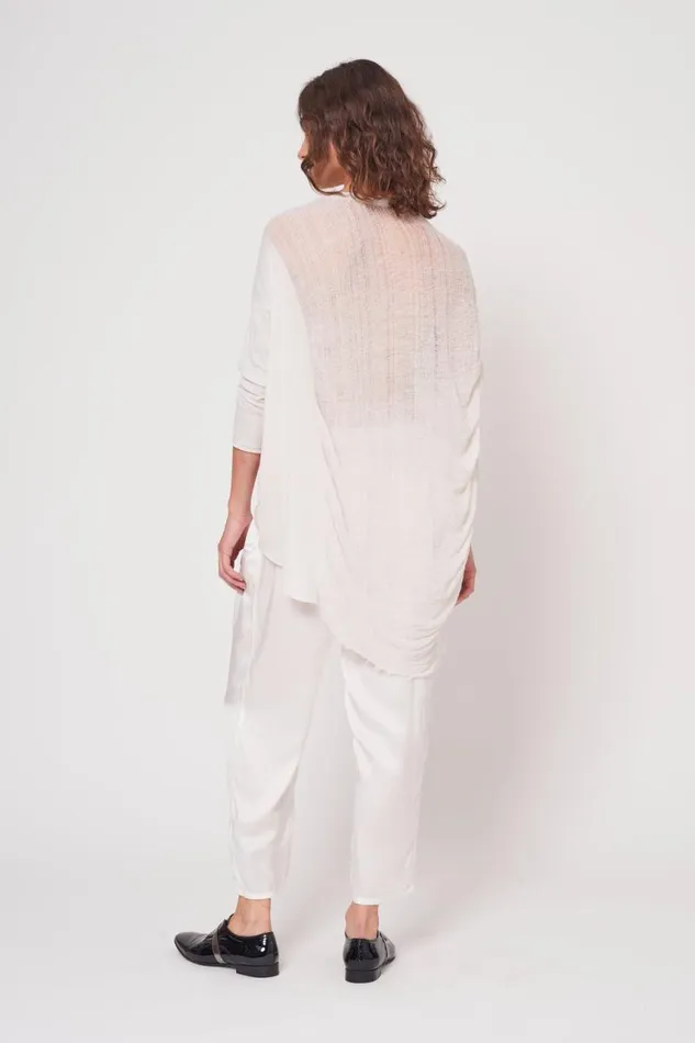 Raquel Allegra Tops Women Dirty White 34 Sleeve Shredded Cocoon Top