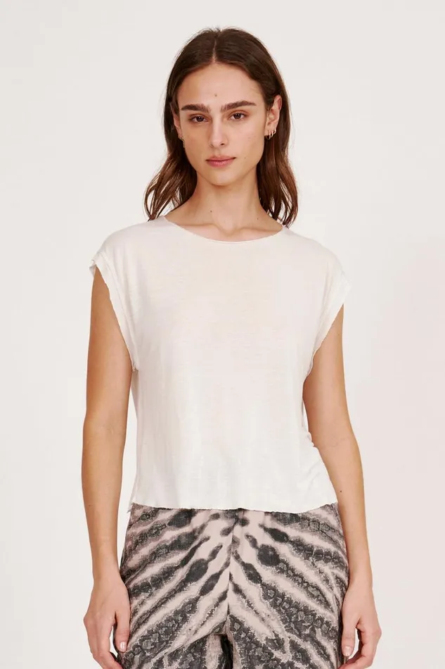 Raquel Allegra Tops Women Dirty White Homage Shred Tee